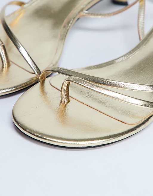 Topshop Isme Strappy Kitten Heel In Gold