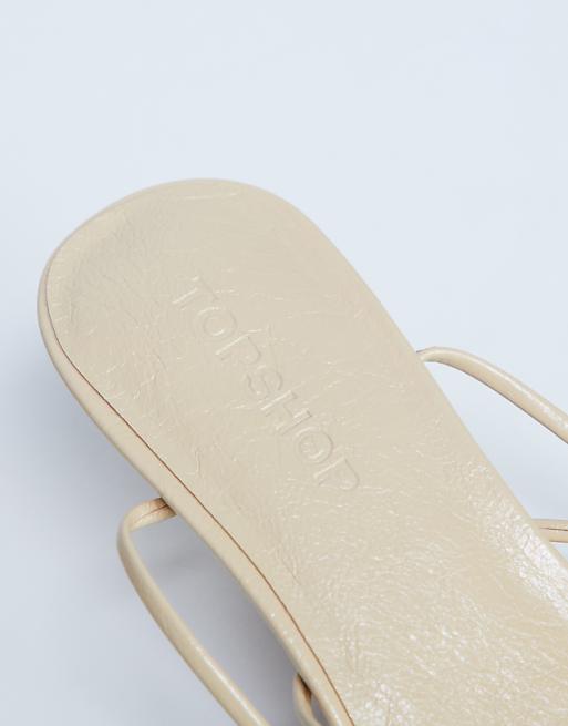 Topshop Itzel Tie Up Mid Heel Sandal In Buttermilk