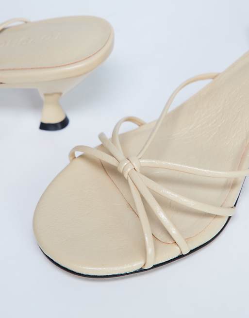 Topshop Itzel Tie Up Mid Heel Sandal In Buttermilk