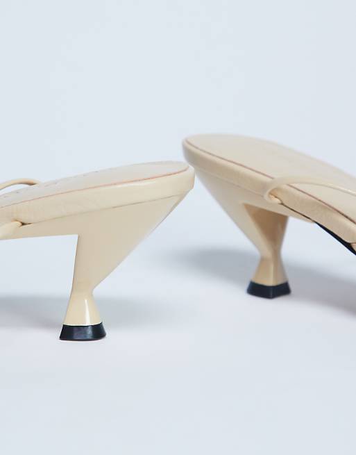 Topshop Itzel Tie Up Mid Heel Sandal In Buttermilk