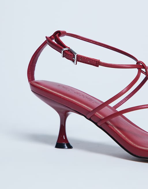 Topshop Itzia Strappy Mid Heel Sandal In Red