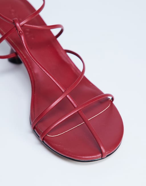 Topshop Itzia Strappy Mid Heel Sandal In Red