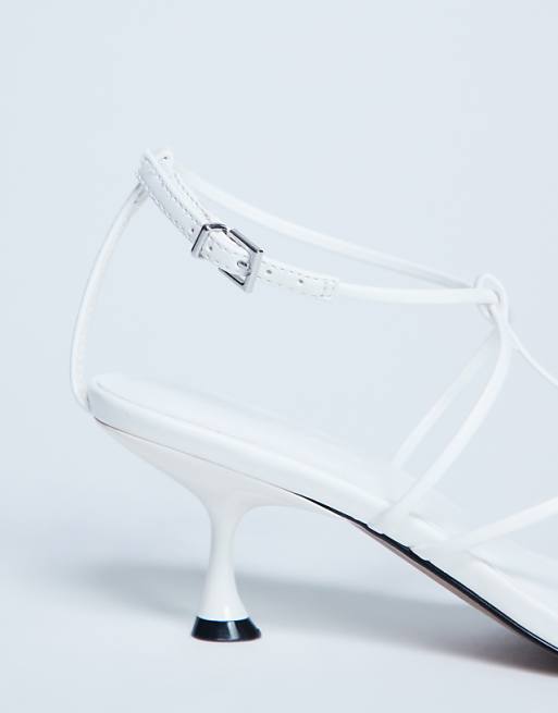Topshop Itzia Strappy Mid Heel Sandal In White