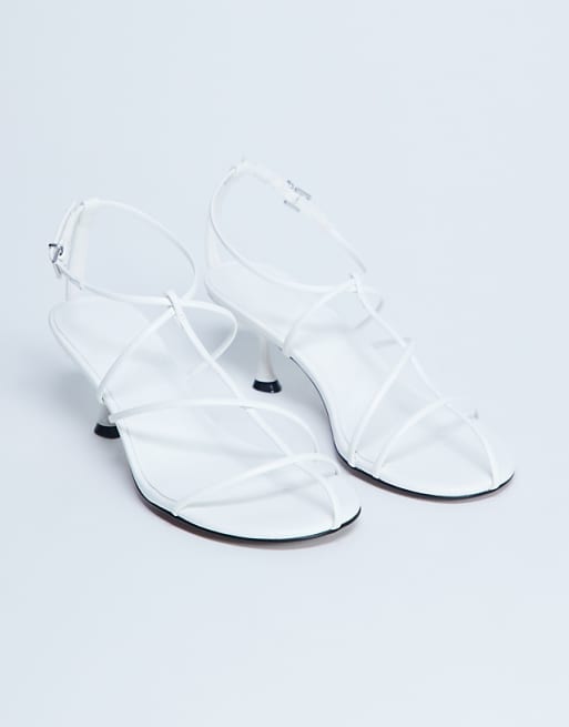 Topshop Itzia Strappy Mid Heel Sandal In White