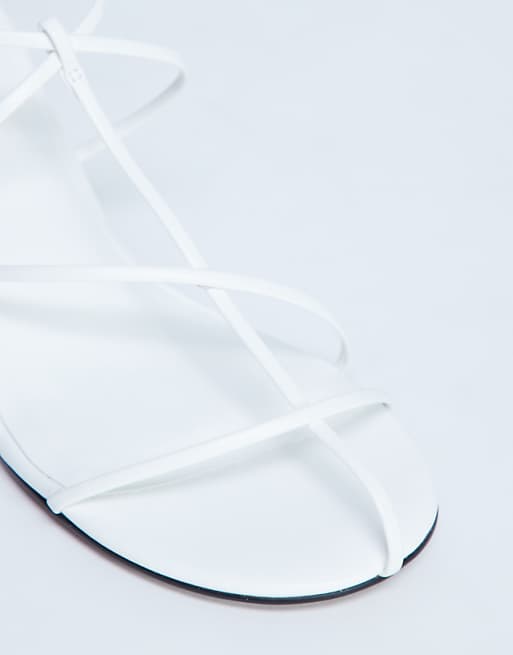 Topshop Itzia Strappy Mid Heel Sandal In White