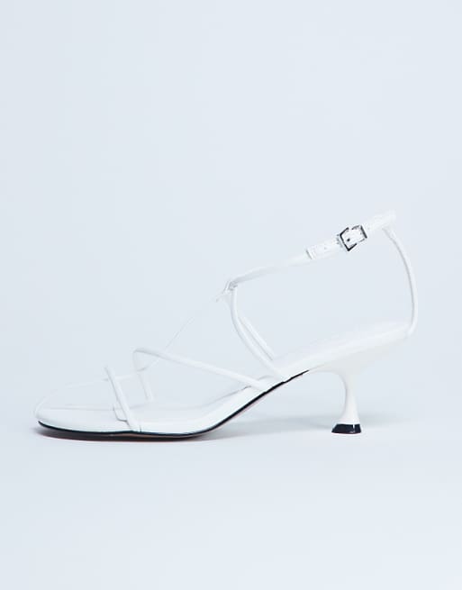 Topshop Itzia strappy mid heel sandal in white