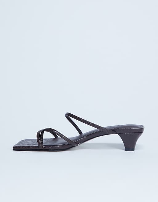 Topshop Iva strappy kitten heel mule in brown