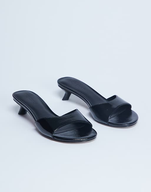 Topshop Ivee Kitten Heel Mule In Black