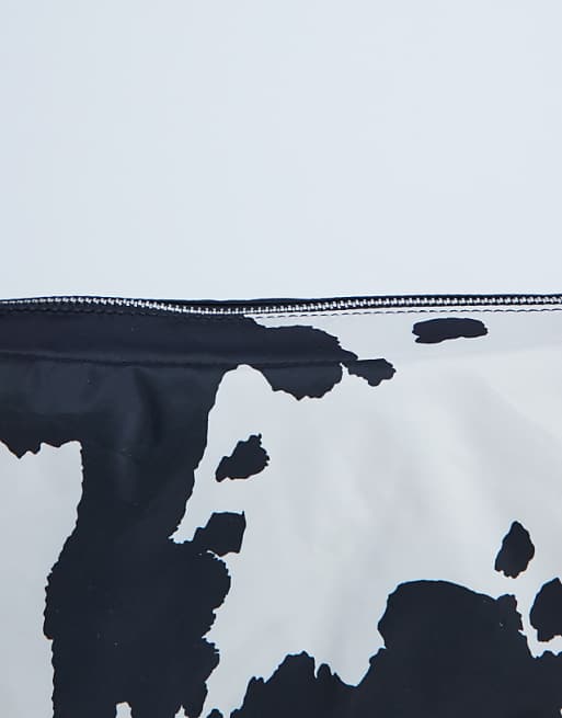 Topshop Kylie Nylon Cross Body With Contrast Strap In Cow Print