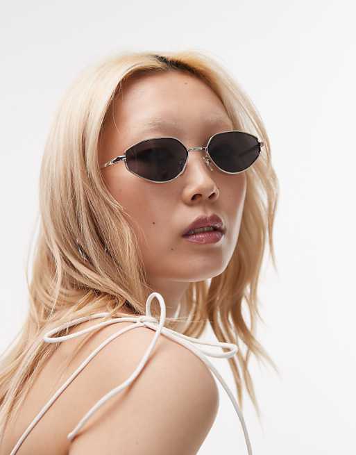 Topshop Lanzarote Metal Angular Sunglasses In Silver