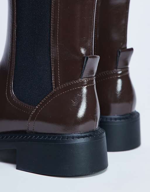 Topshop Lottie Chelsea Ankle Boot In Chocolate