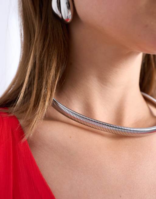 Topshop Matty Waterproof Stainless Steel Necklace In Silver