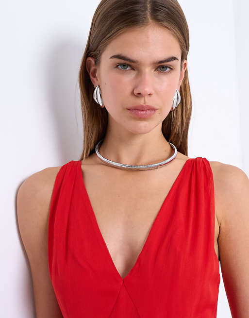 Topshop Matty waterproof stainless steel necklace in silver