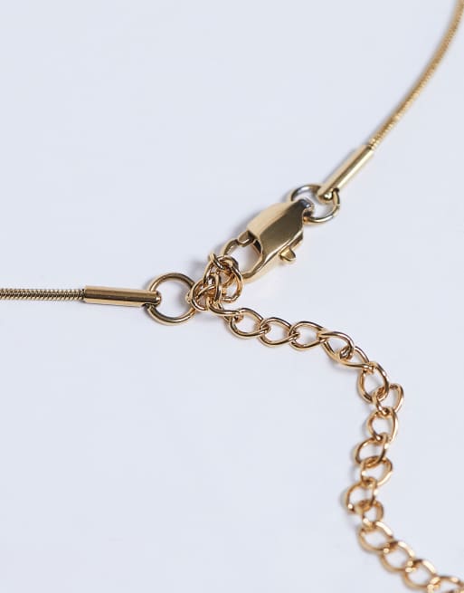 Topshop Molly Stainless Steel Pearl Necklace In Gold