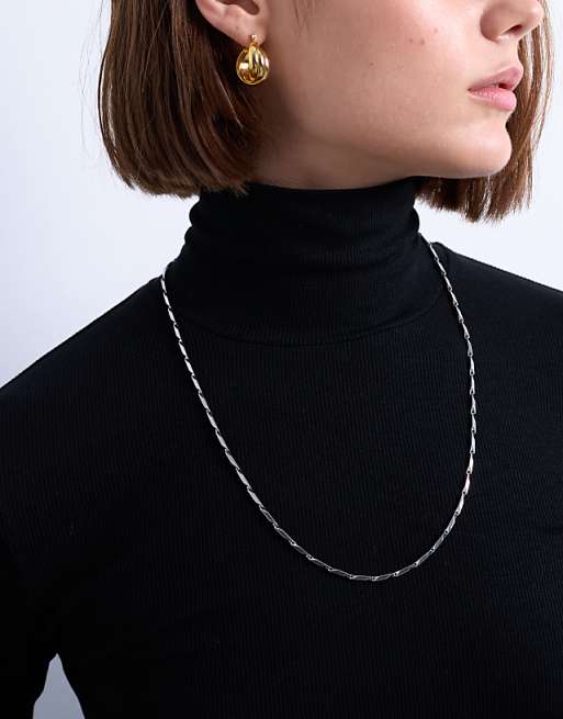 Topshop Morgan stainless steel twisted long chain necklace in silver
