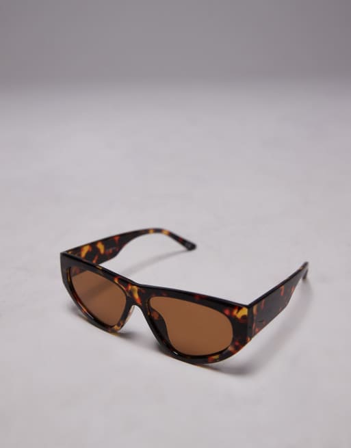 Topshop Napoli Angular Sunglasses In Brown Tort