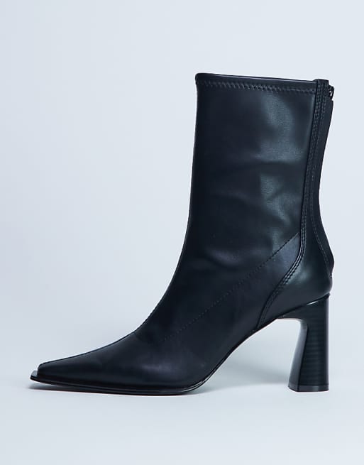 Topshop Nicky chisel toe ankle boot in black