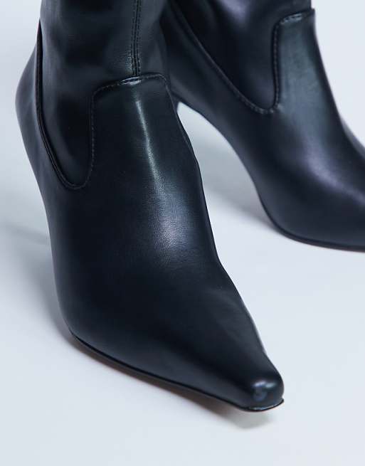 Topshop Noah Point Toe Boot In Black
