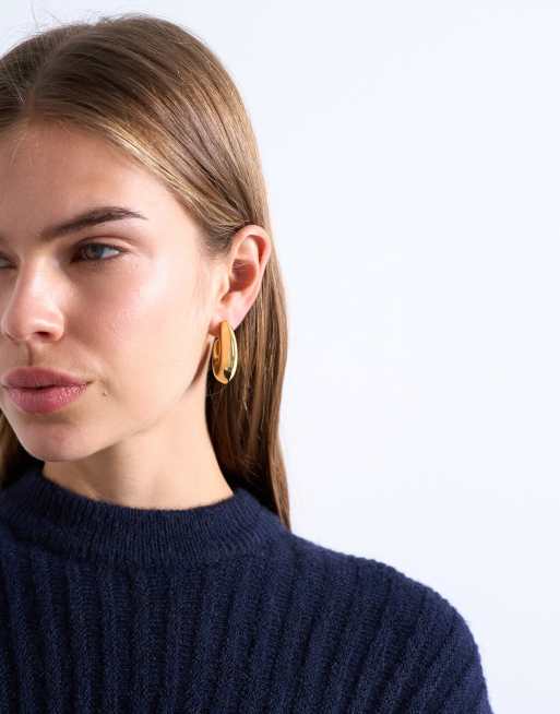 Topshop Paris Waterproof Stainless Steel Hoop Earrings In Gold