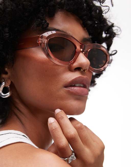 Topshop Paros Oval Sunglasses In Pink