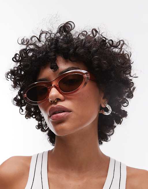Topshop Paros oval sunglasses in pink
