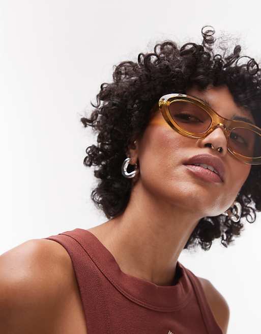 Topshop Paros oval sunglasses in yellow
