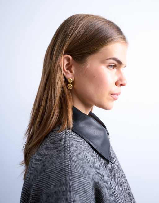 Topshop Penn Waterproof Stainless Steel Mini Drop Stud Earring In Gold