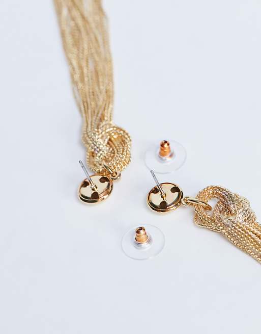 Topshop Perl Tassel Earrings In Gold