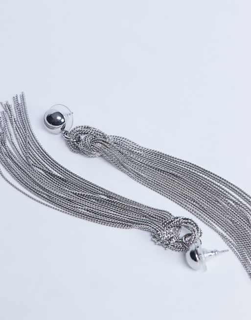 Topshop Perl Tassel Earrings In Silver