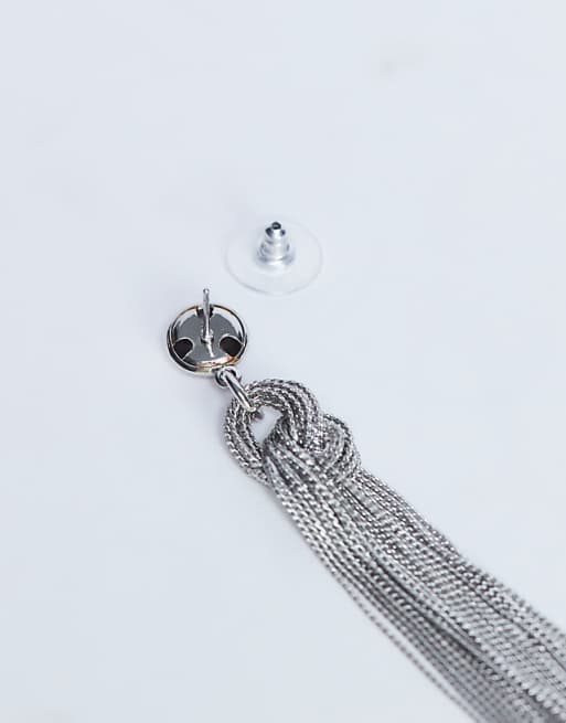 Topshop Perl Tassel Earrings In Silver
