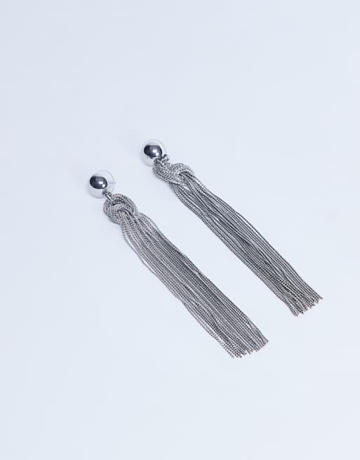 Topshop Perl tassel earrings in silver