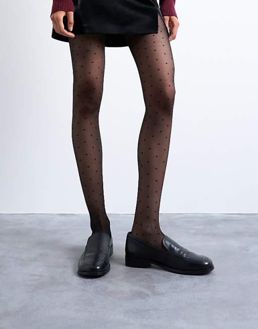 Topshop polka dot tights in black