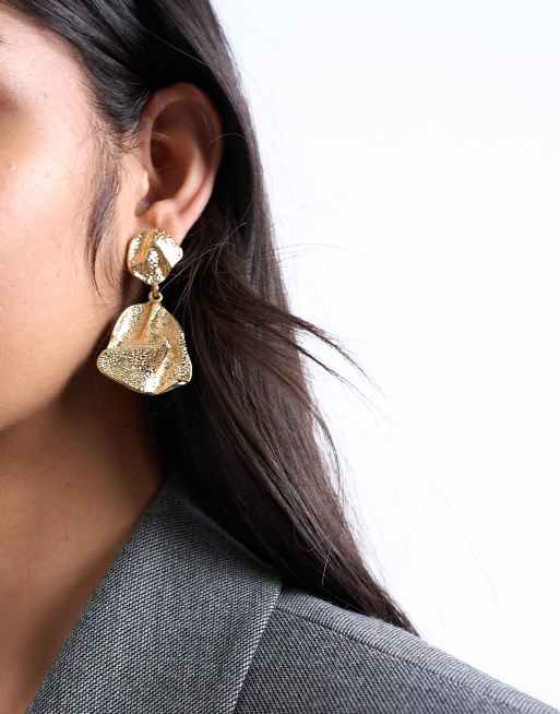 Topshop Portia Drop Earrings In Gold