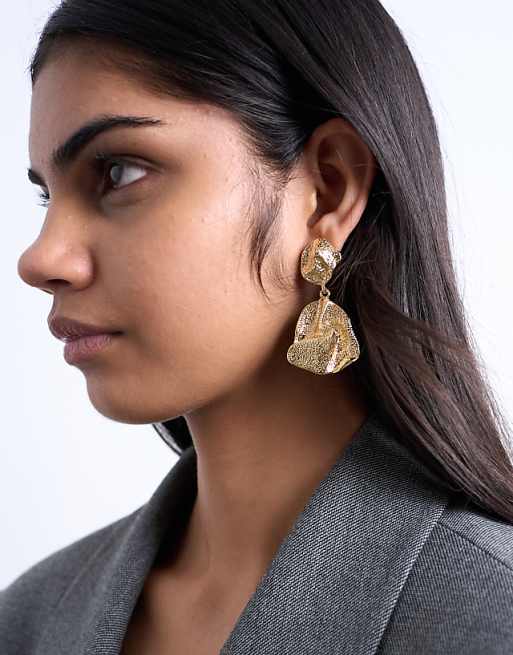 Topshop Portia drop earrings in gold
