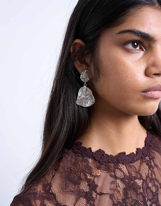 Topshop Portia drop earrings in silver