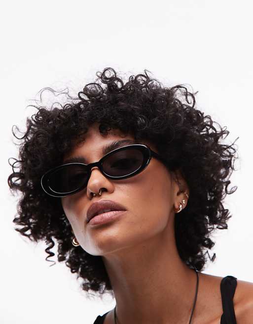 Topshop Premium Malta round acetate sunglasses in black