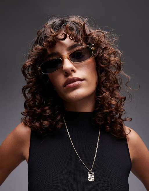 Topshop Premium Seychelles Rectangular Acetate Sunglasses In Smoke