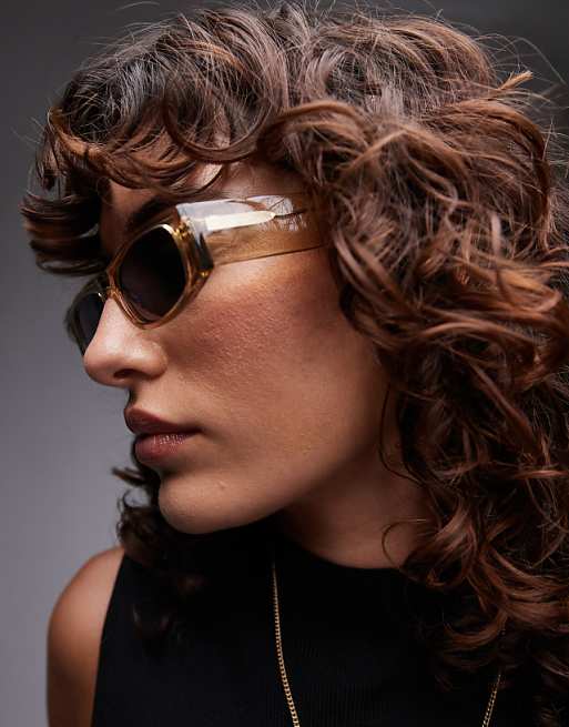 Topshop Premium Seychelles rectangular acetate sunglasses in smoke
