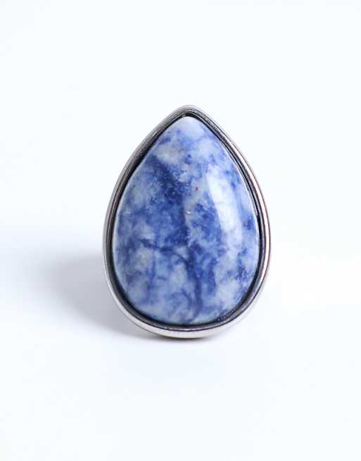 Topshop Remi stainless steel with blue semi precious stone in silver tone