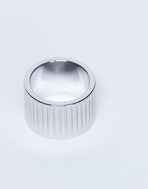 Topshop Rhodes Waterproof Stainless Steel Ring In Silver