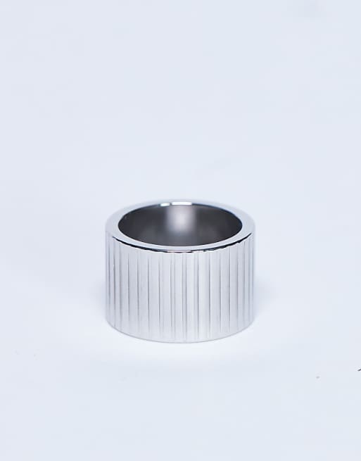 Topshop Rhodes waterproof stainless steel ring in silver