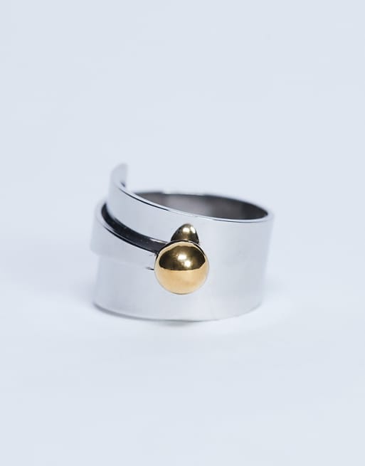 Topshop Ryan waterproof stainless steel wrap ring in silver