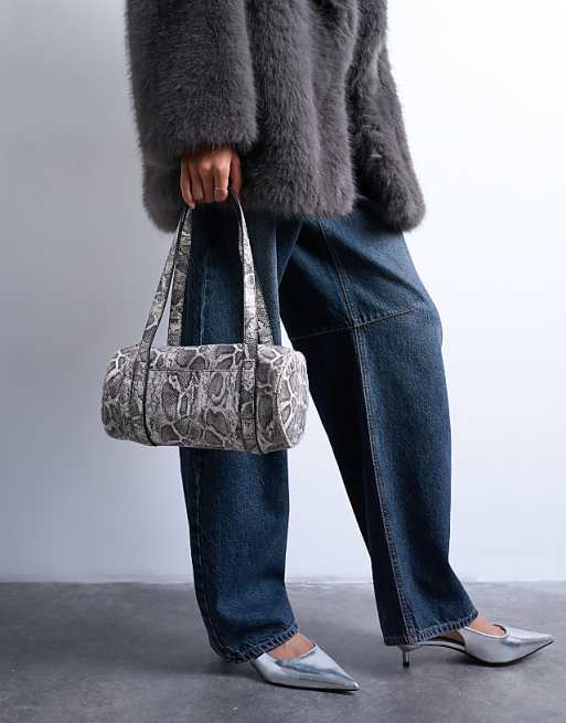Topshop Salma Bowler Bag In Snake