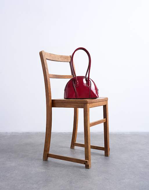 Topshop Saoirse Patent Shoulder Bag In Burgundy