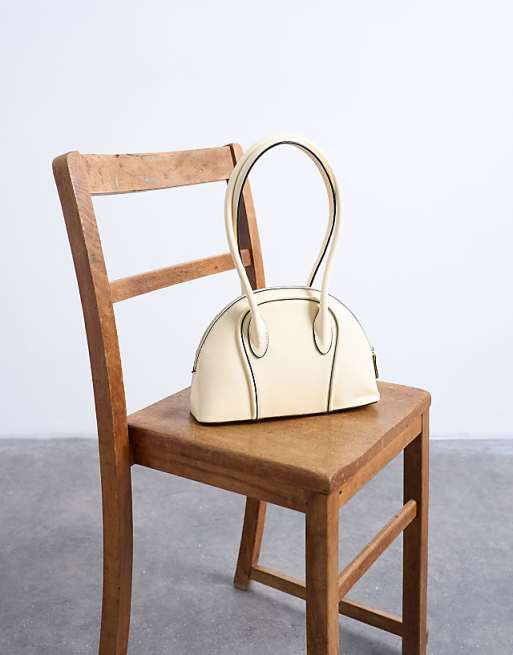 Topshop Saoirse Patent Shoulder Bag In Buttermilk