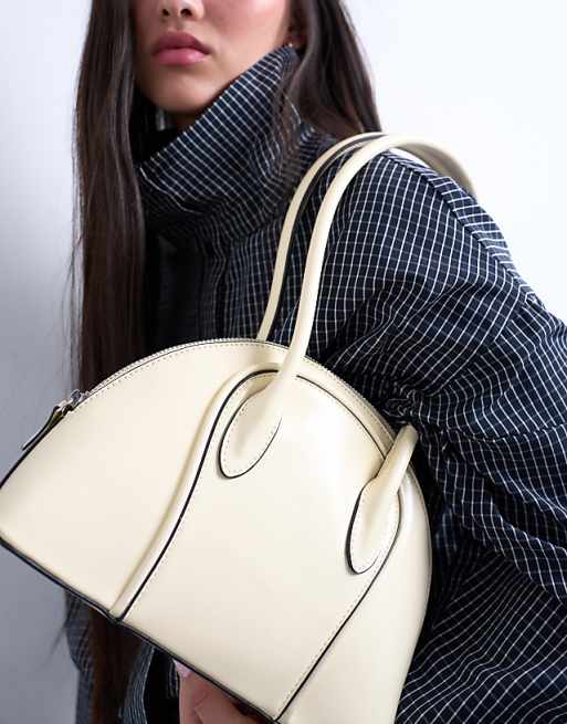 Topshop Saoirse Patent Shoulder Bag In Buttermilk