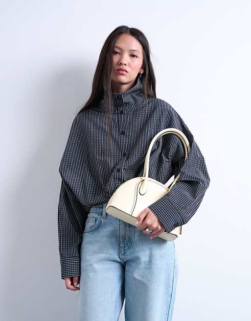 Topshop Saoirse Patent Shoulder Bag In Buttermilk