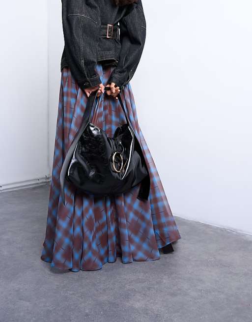 Topshop Saturn Hardware Shoulder Bag In Black