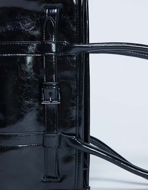 Topshop Scottie Shoulder Bowler Bag In Black