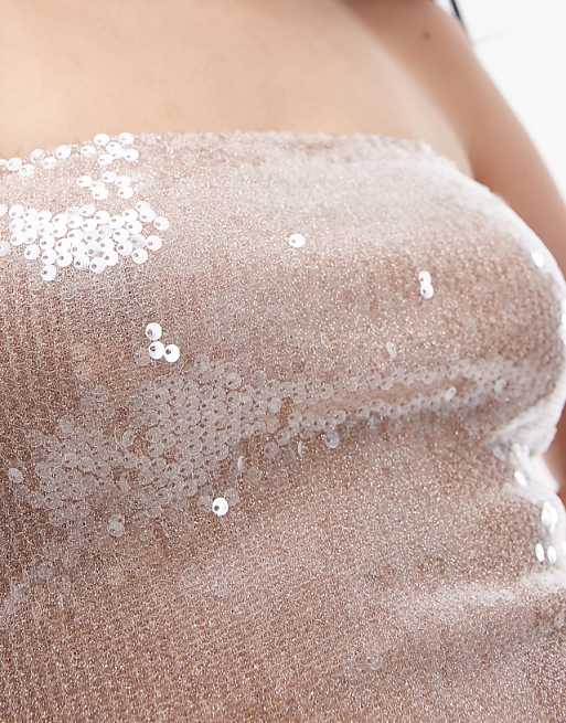 Topshop Sequin Bandeau In Pink